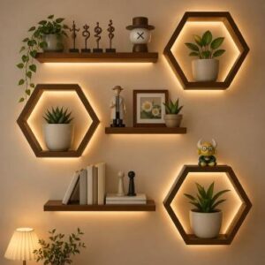 "Honeycomb Floating Shelf for Home Decor